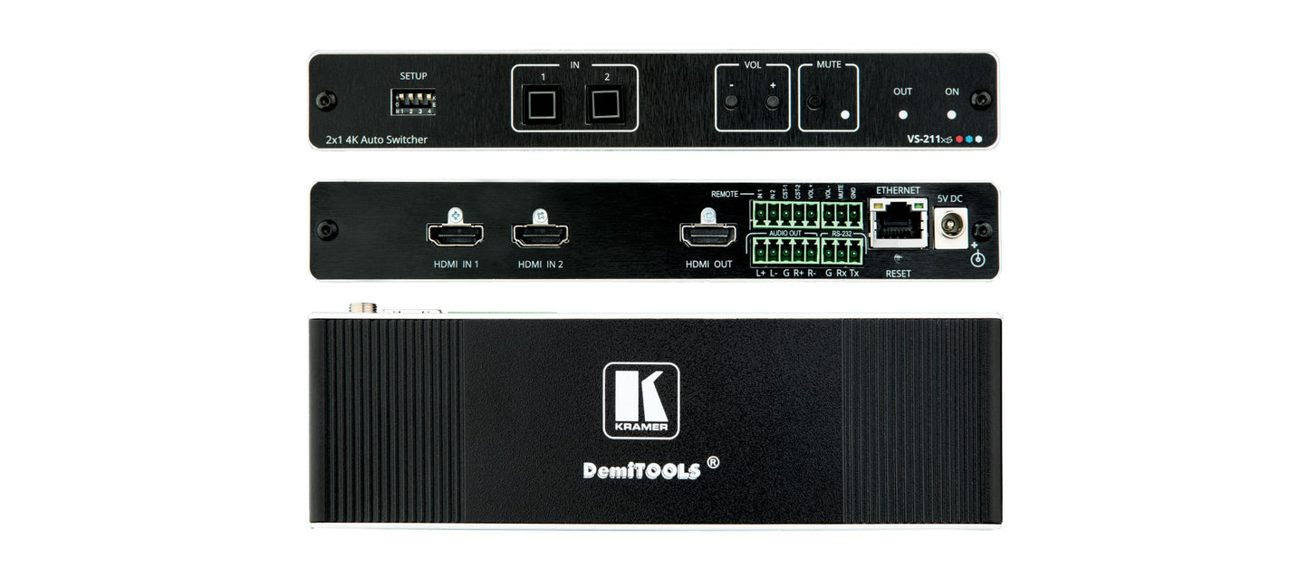 20-80540090 - Kramer Electronics VS-211XS. 4K60 4:4:4 2X1 HDMI SWITCHER WITH AUDIO AND CONTROL