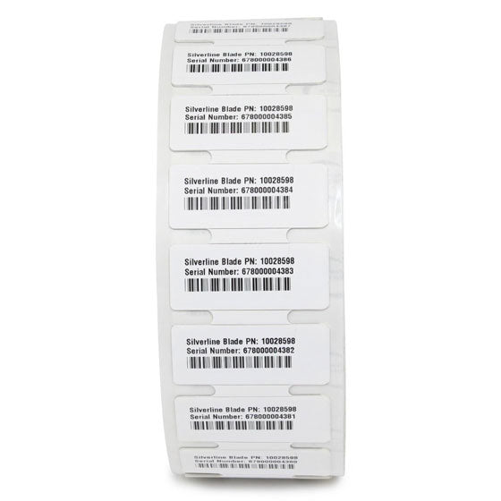 LABEL, RFID, 02.36 X 0.98 (60X25MM); WHITE COATED PP, 3IN (76.2MM) CORE, 500/ROL