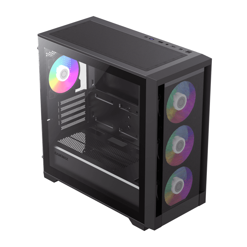 DEFENDERMB - GameMax Defender Mesh Micro-ATX Gaming PC Case Pre-installed 4x ARGB Fan