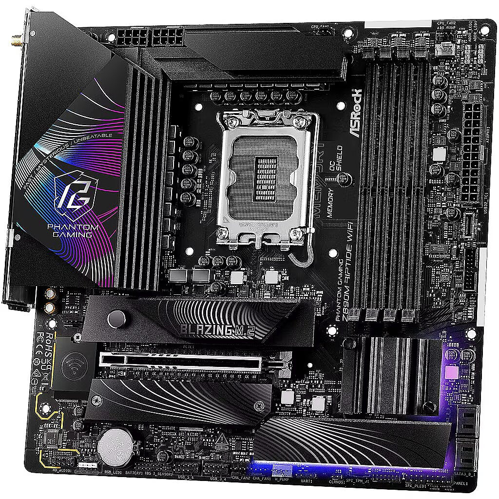 90-MXBPK0-A0UAYZ - ASRock Z890M Riptide WiFi Intel LGA1851 Micro-ATX Motherboard