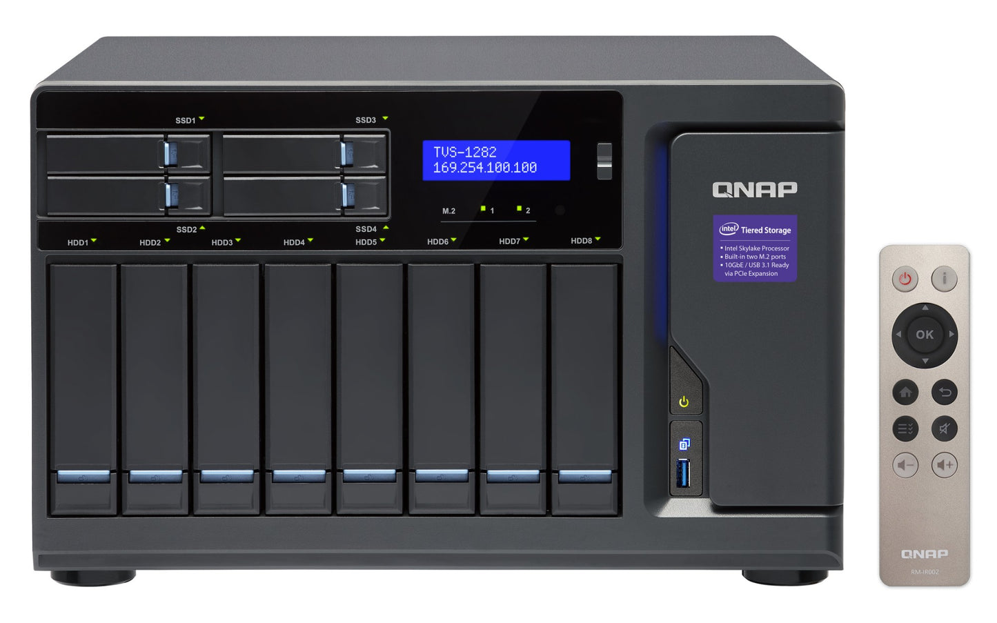 QNAP HIGH PERFORMANCE 12 BAY (8+4) NAS/ISCSI IP-SAN.10G-READY,8X 3.5IN HDD,4X 2.