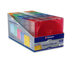 94178 - Verbatim 50PK CD DVD COLOR SLIM STORAGE CASES
