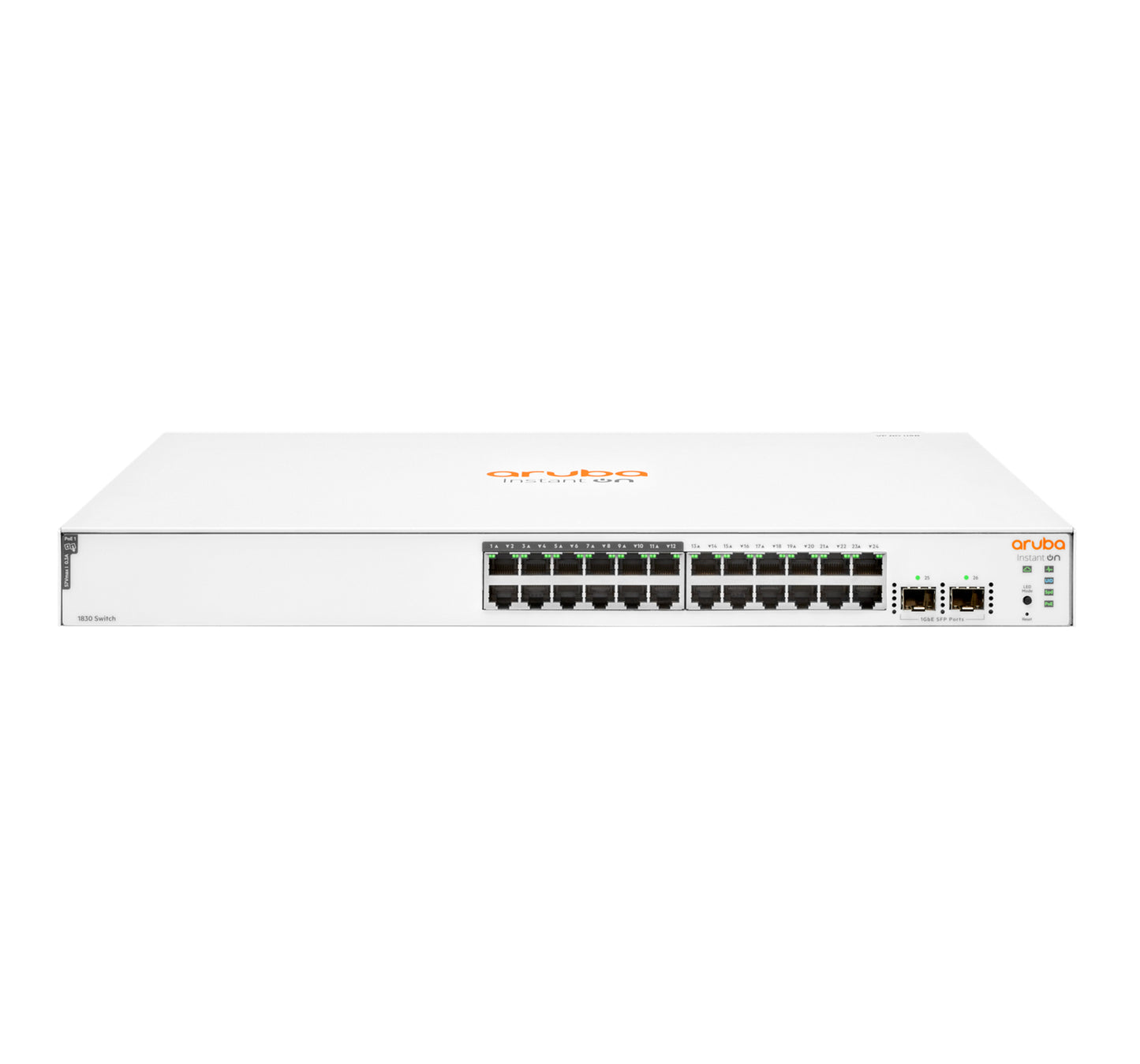 Hewlett Packard Enterprise Aruba Instant On 1830 24G 12p Class4 PoE 2SFP 195W Managed L2 Gigabit Ethernet (10/100/1000) Power over Ethernet (PoE) 1U