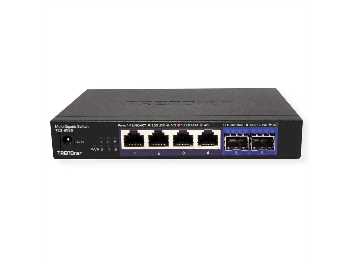 TEG-S562 - TRENDnet 6-Port Unmanaged Multi-Gig Switch Metal Housing Black