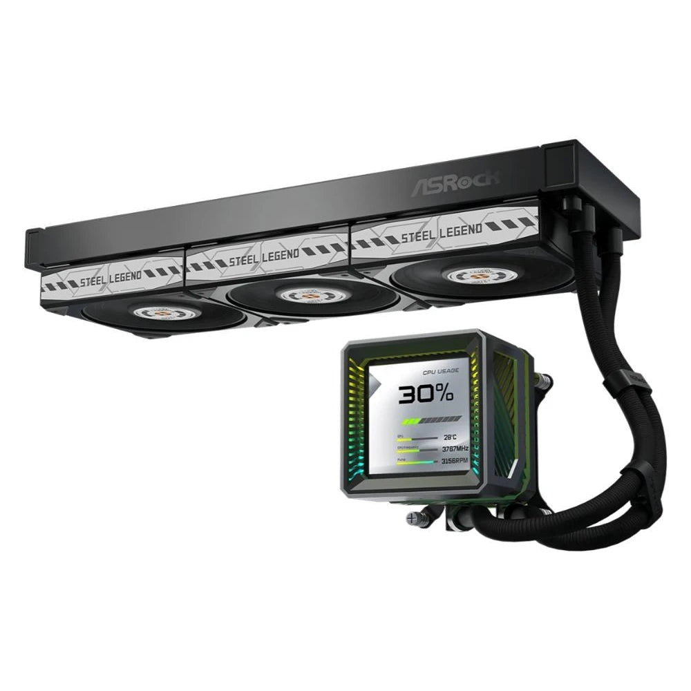 90-ASLA36-BAAGA5 - ASRock Steel Legend Dark 360 LCD ARGB Liquid CPU Cooler