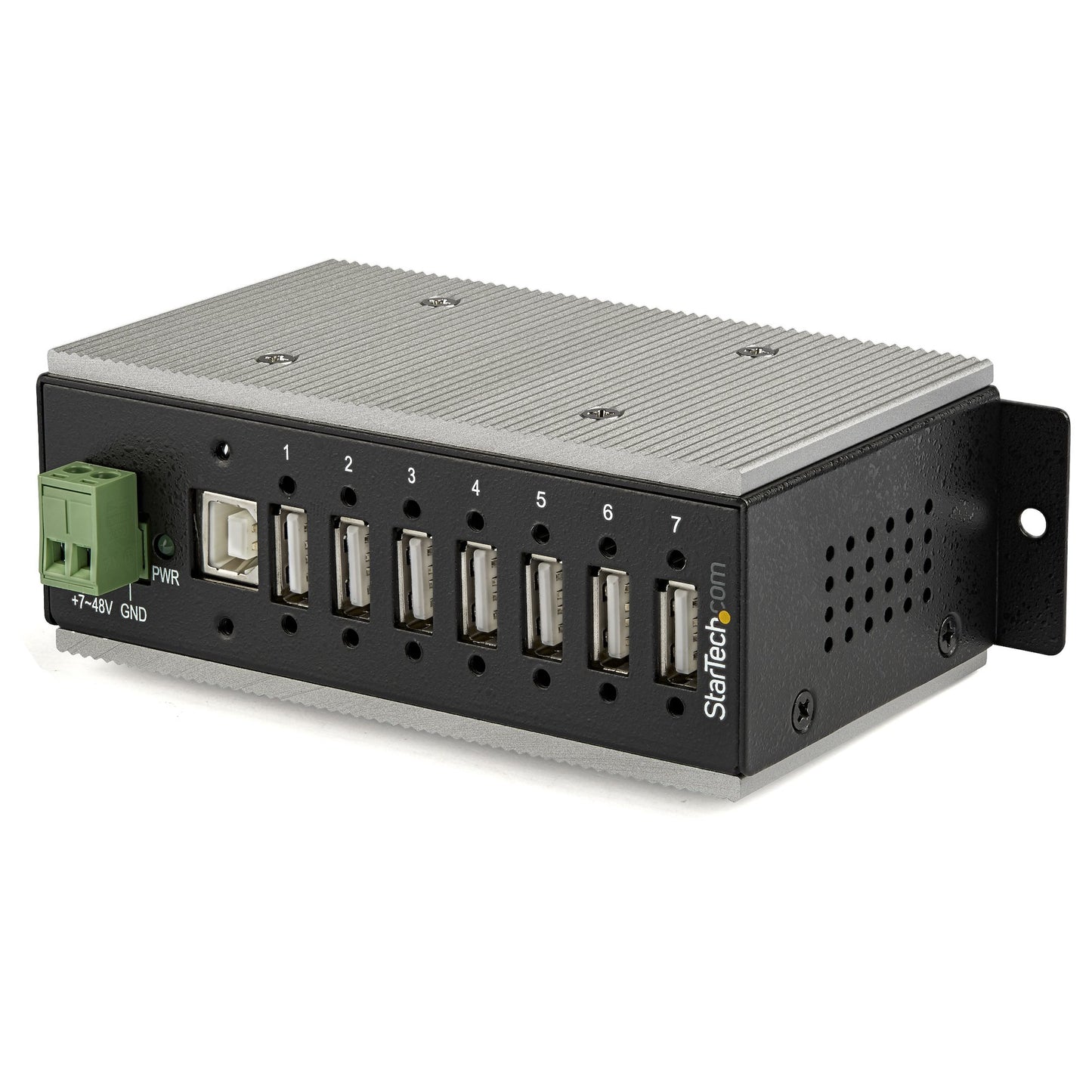 INDUSTRIAL 7 PORT USB 2.0 HUB W/USB TYPE-A SCREW LOCK PORTS 480MBPS - RUGGED MET