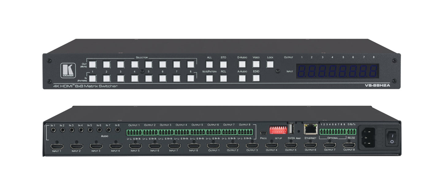 20-08800230 - Kramer Electronics VS-88H2A IS A HIGH-QUALITY, 8X8 MATRIX SWITCHER FOR 4K@60HZ (4:4:4), HDR, HDMI S
