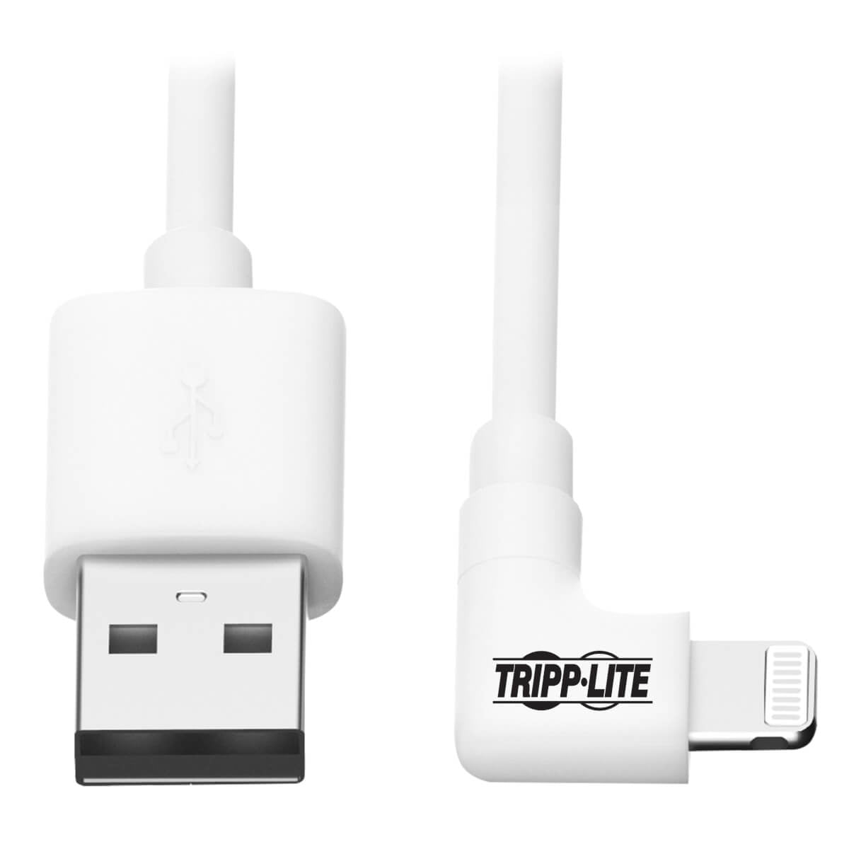 M100-006-LRA-WH - Tripp Lite LIGHTNING TO USB SYNC CHARGE RIGHT-ANGLE IPHONE IPAD WHITE 6FT