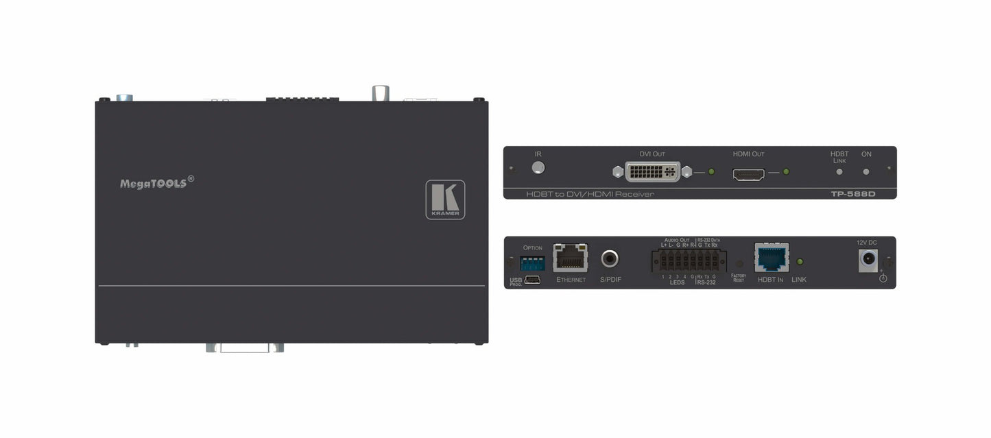 50-80226090 - Kramer Electronics TP-588D IS A HIGH-PERFORMANCE, EXTENDED-REACH HDBASET 1.0 RECEIVER FOR 4K60HZ (4