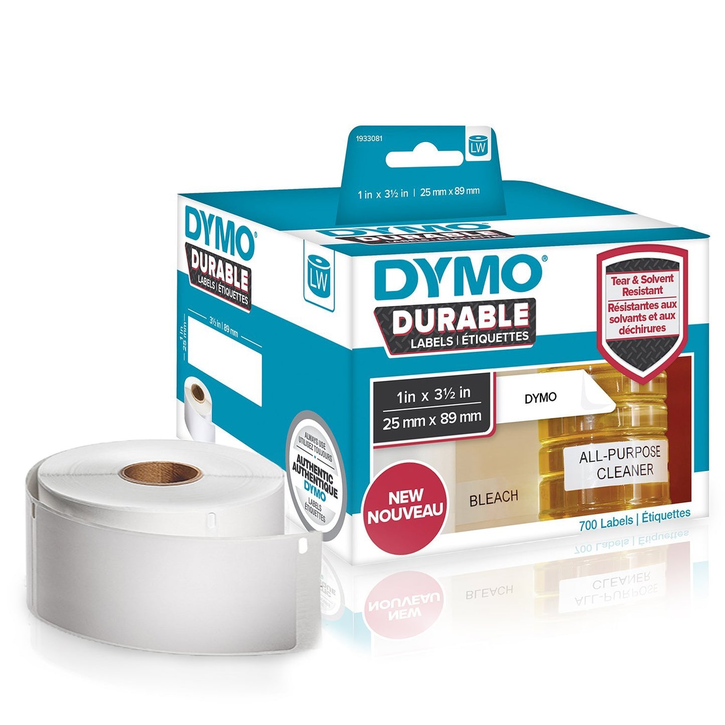 1933081 - DYMO LW DURABLE 1IN X 3-1 2IN WHITE POLY 700 LABELS
