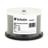 95213 - Verbatim 50PK DVD+RW 4.7GB 4X WHT INKJET HUB