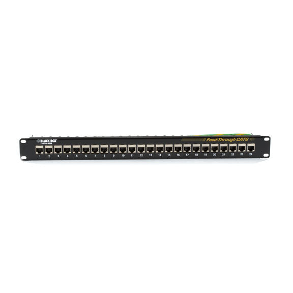 CAT6 PATCH PANEL - FEED-THROUGH, 1U, SHIELDED, 24-PORT, GSA, TAA
