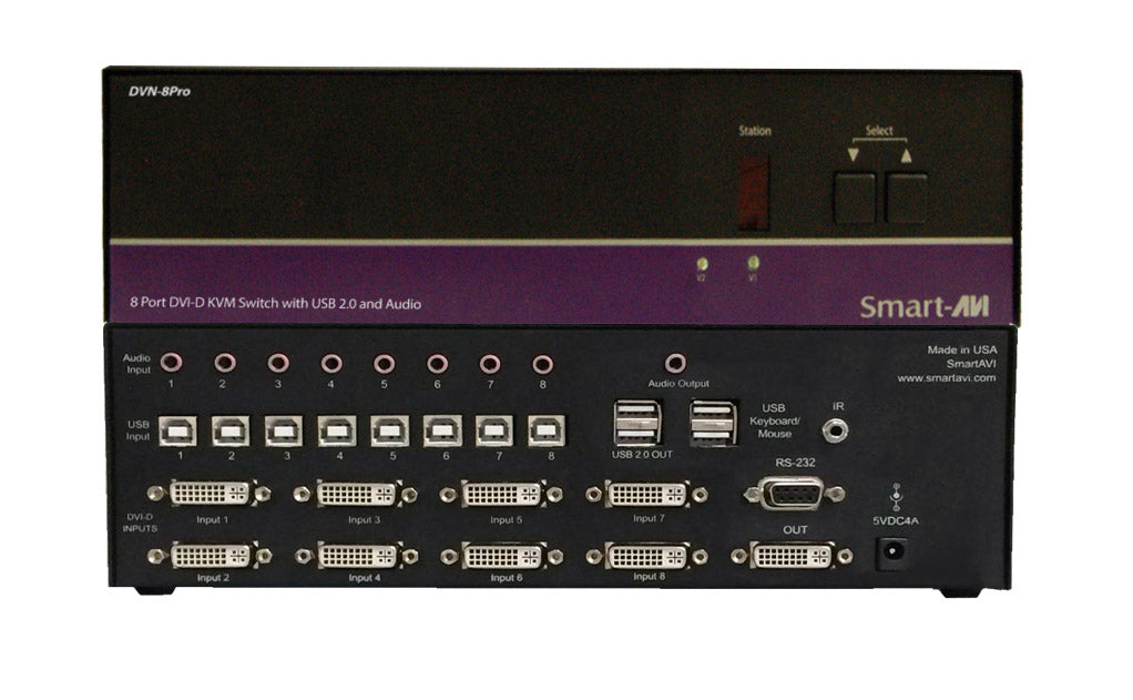 DVN-8PROS - Smart-AVI 8-PORT DVI-D USB AND AUDIO KVM SWITCH