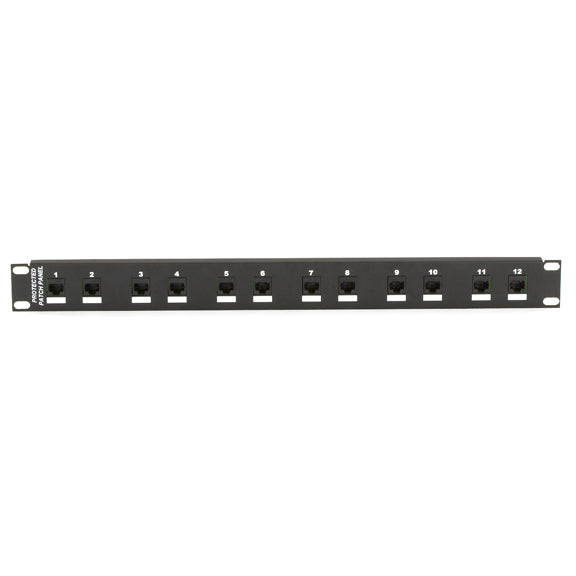 CAT6 SURGE-PROTECTED PATCH PANEL - 1U, 12-PORT, GSA, TAA