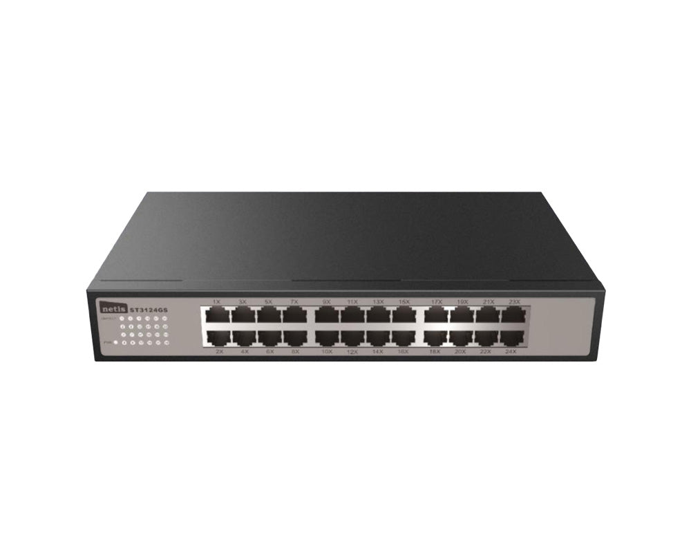 ST3124GS - Netis System NETIS 24 PORT GIGABIT UN-MANAGED SWITCH METAL CASE STANDARD MOUNTING