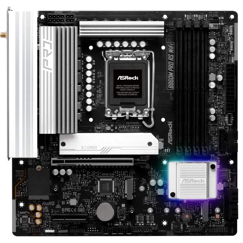 90-MXBRQ0-A0UAYZ - ASRock B860M Pro RS WiFi Intel LGA1851 Micro-ATX Motherboard