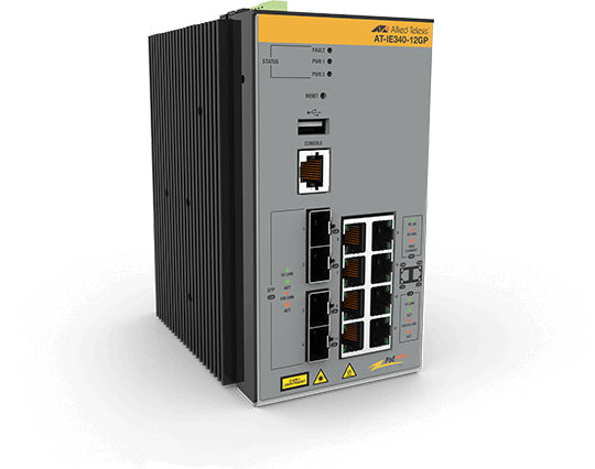 Allied Telesis AT-IE340-12GP-80 Managed L3 Gigabit Ethernet (10/100/1000) Power over Ethernet (PoE) Gray