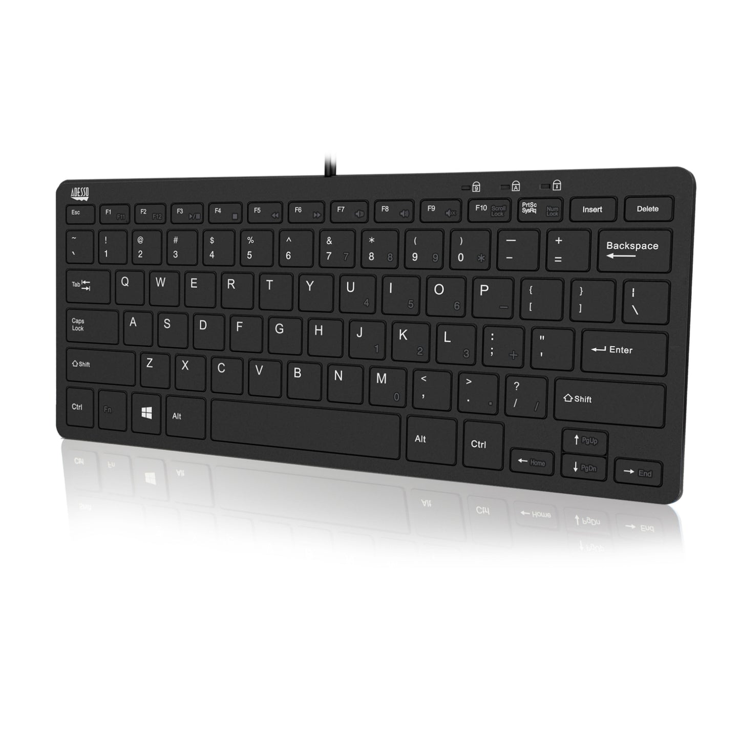 AKB-510HB - Adesso SLIMTOUCH 11.25 INCH WIDE MINI MULTIMEDIA KEYBOARD WITH 2 USB HUBS SCISS