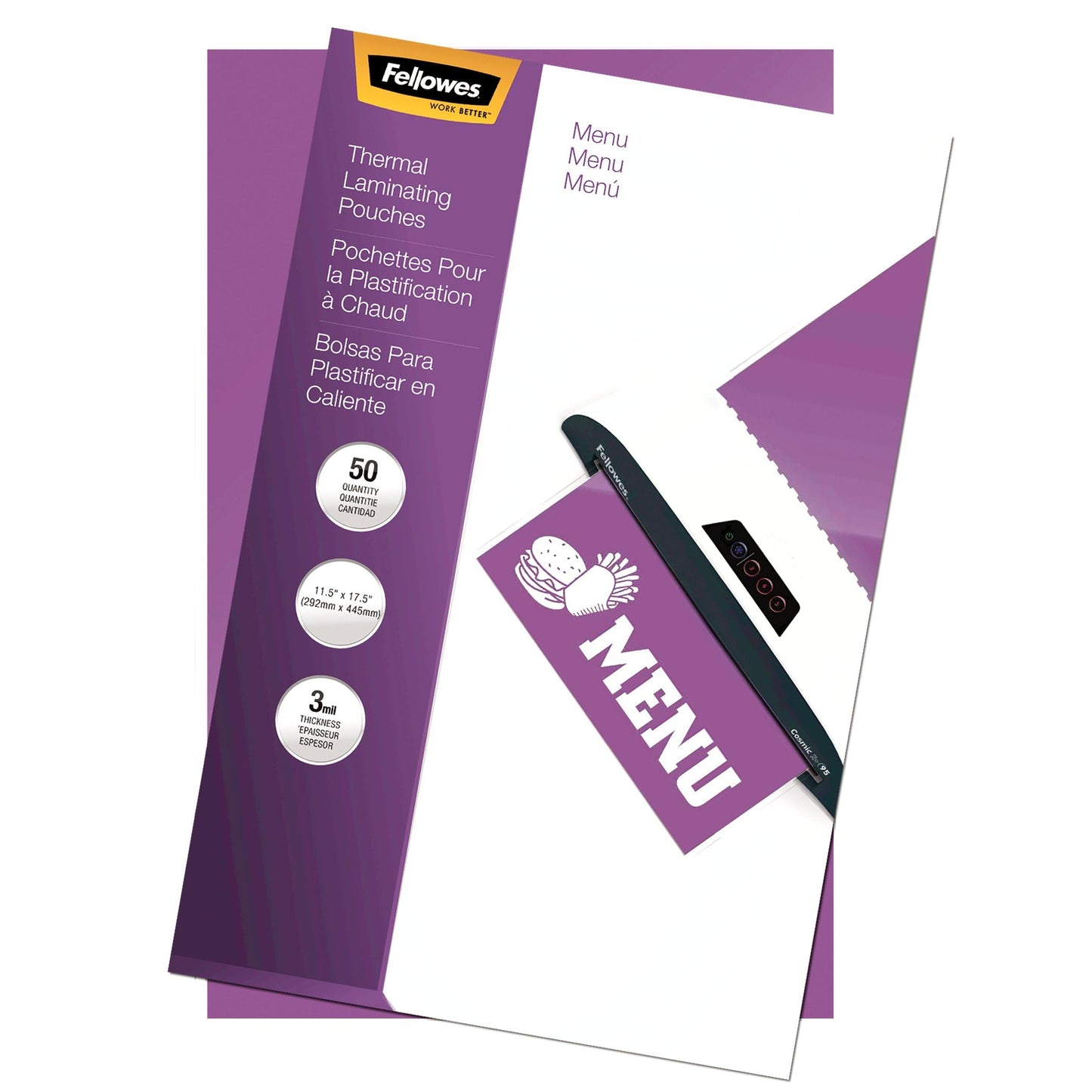 52013 - Fellowes LAMINATING POUCHES PRESERVE PROTECT AND ENHANCE IMPORTANT DOCUMENTS.