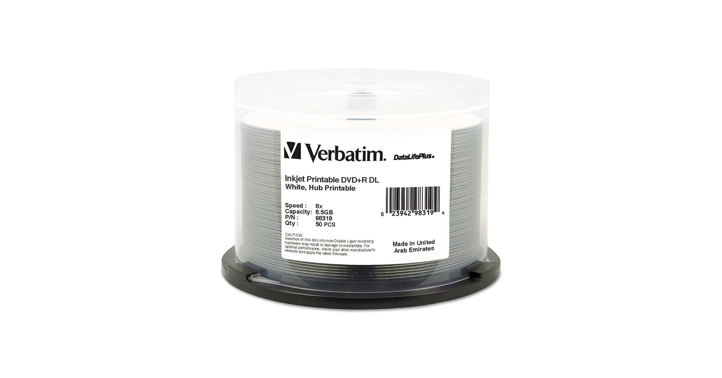 96732 - Verbatim DVD+R DL 8.5GB 8X DataLifePlus Shiny Silver Silk 50pk Spindle