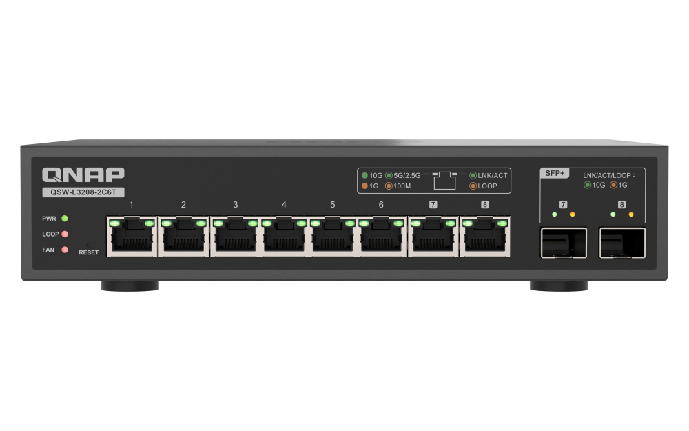 QSW-L3208-2C6T - QNAP 8-Port 10GbE Lite-Managed Network Switch