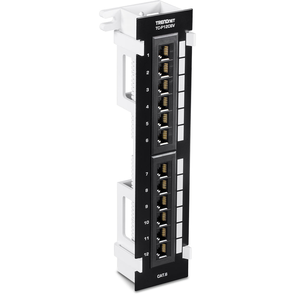 TRENDNETS 12-PORT CAT6 UNSHIELDED WALL MOUNT PATCH PANEL WITH INCLUDED 89D BRACK