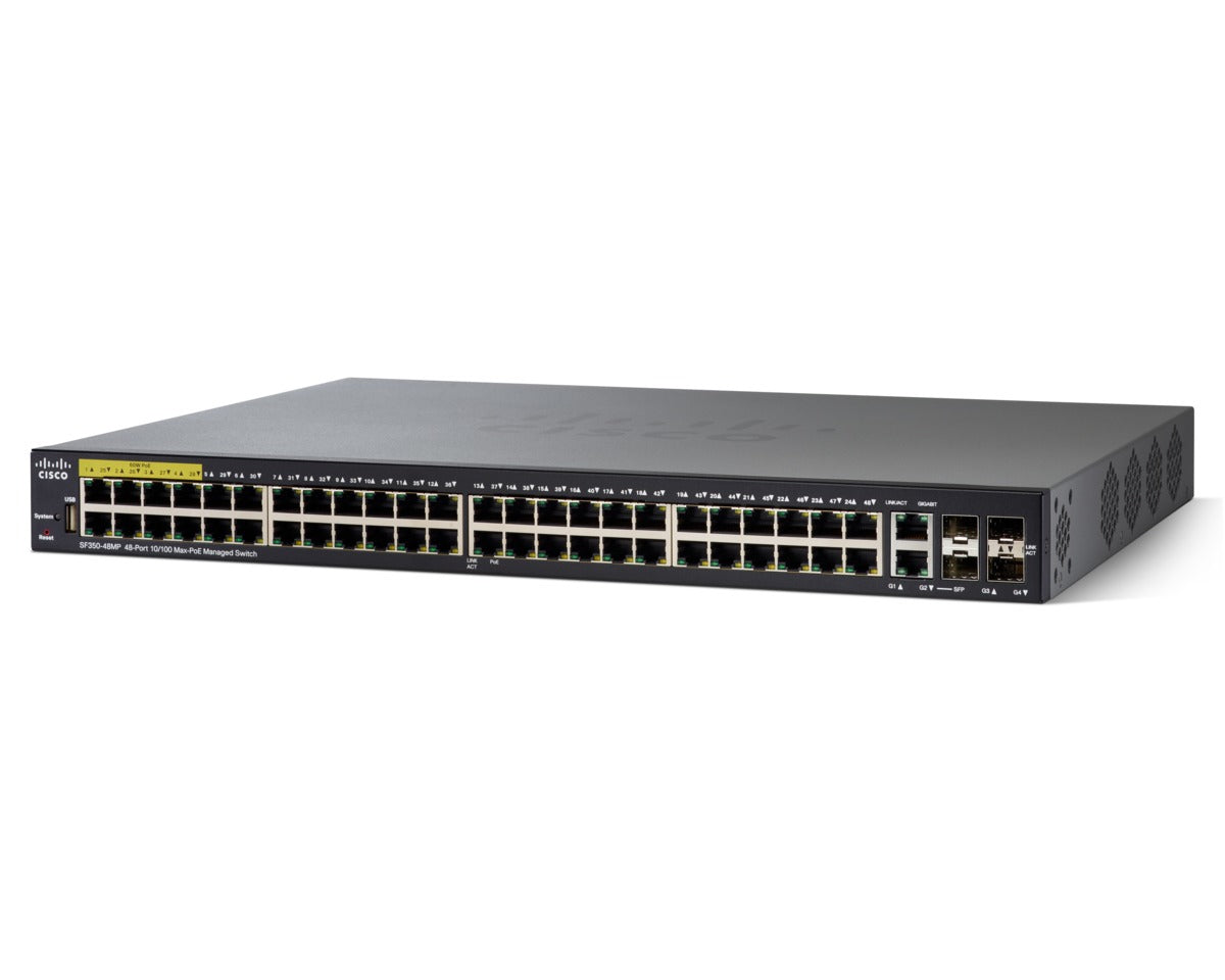 Cisco Small Business SF350-48MP Managed L2/L3 Fast Ethernet (10/100) Power over Ethernet (PoE) 1U Black