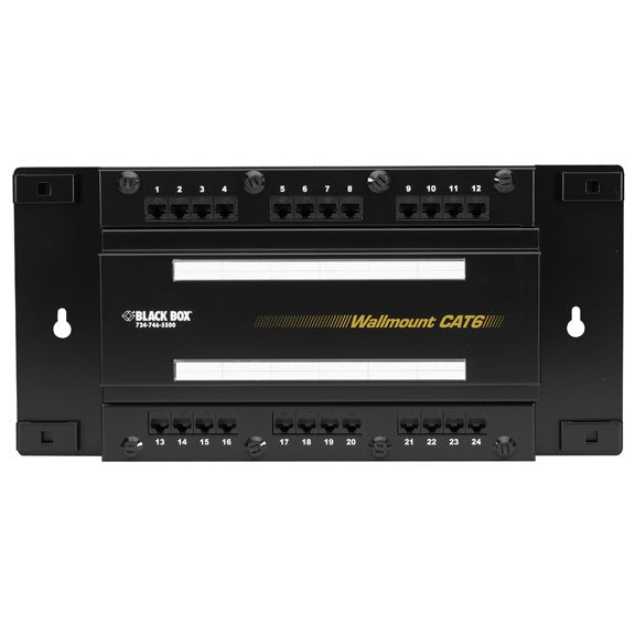 CAT6 WALLMOUNT PATCH PANEL WITH COVER, 24-PORT, TAA