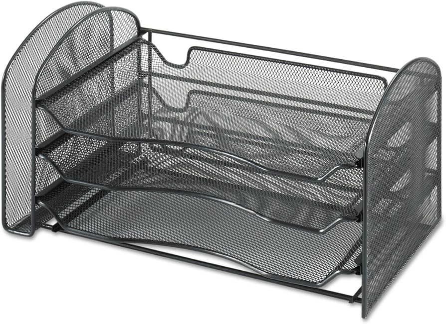 3265BL - Safco Mesh Desk Organizer 1 Vertical/3 HORIzontal Sections 16 1/4 x 9