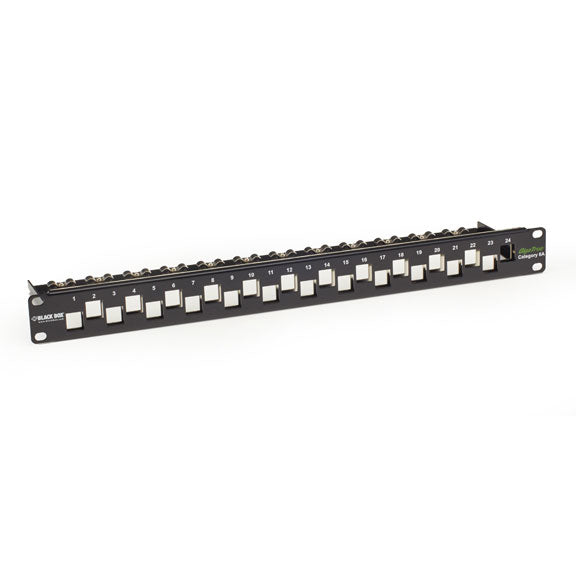 CAT6A STAGGERED MULTIMEDIA PATCH PANEL - 1U, BLANK, 24-PORT, GSA, TAA