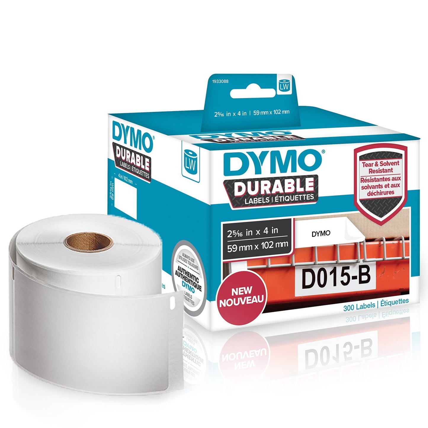 1933088 - DYMO LW DURABLE 2-5 16IN X 4IN WHITE POLY 300 LABELS