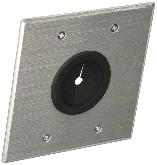40546 - C2G 1.5IN GROMMET CABLE PASS THROUGH DOUBLE GANG WALL PLATE - BRUSHED ALUMINUM