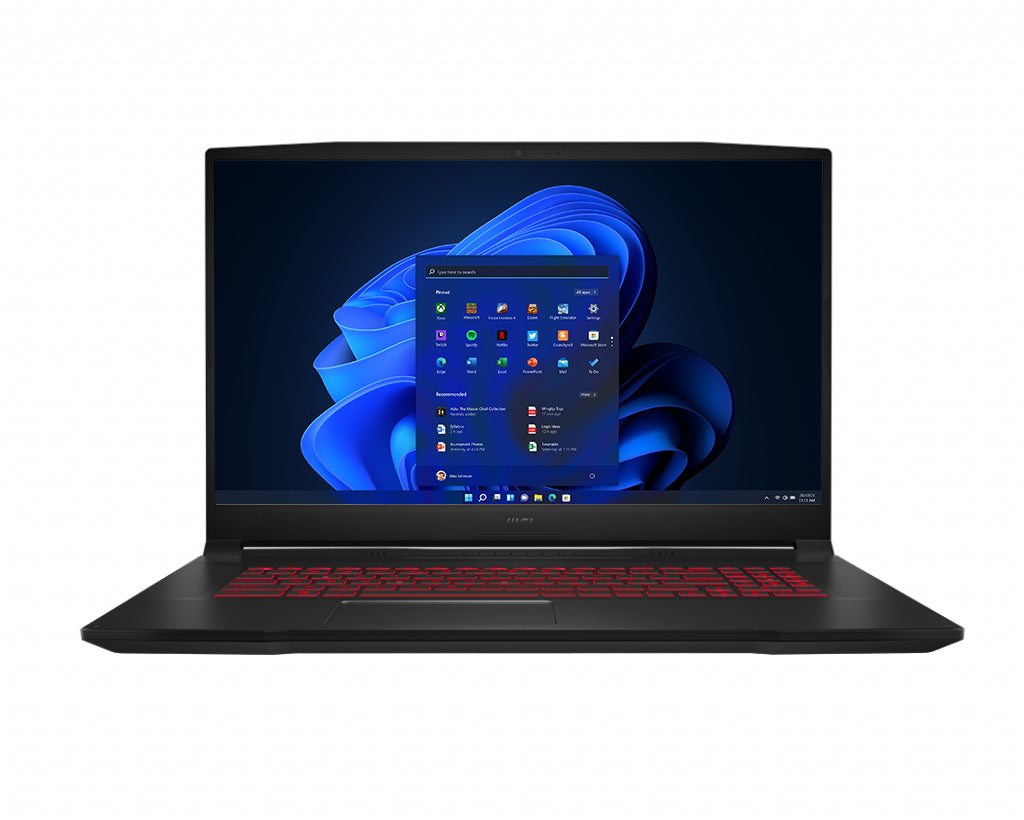 MSI Katana 11UC-492 i5-11400H Notebook 17.3" Full HD Intel® Core™ i5 8 GB DDR4-SDRAM 512 GB SSD NVIDIA GeForce RTX 3050 Wi-Fi 6 (802.11ax) Windows 11 Home Black