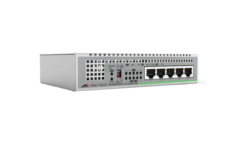 AT-GS910/5-10 - Allied Telesis 5-PORT 10/100/1000T UNMANAGED SWITCH WITH INTERNAL PSU