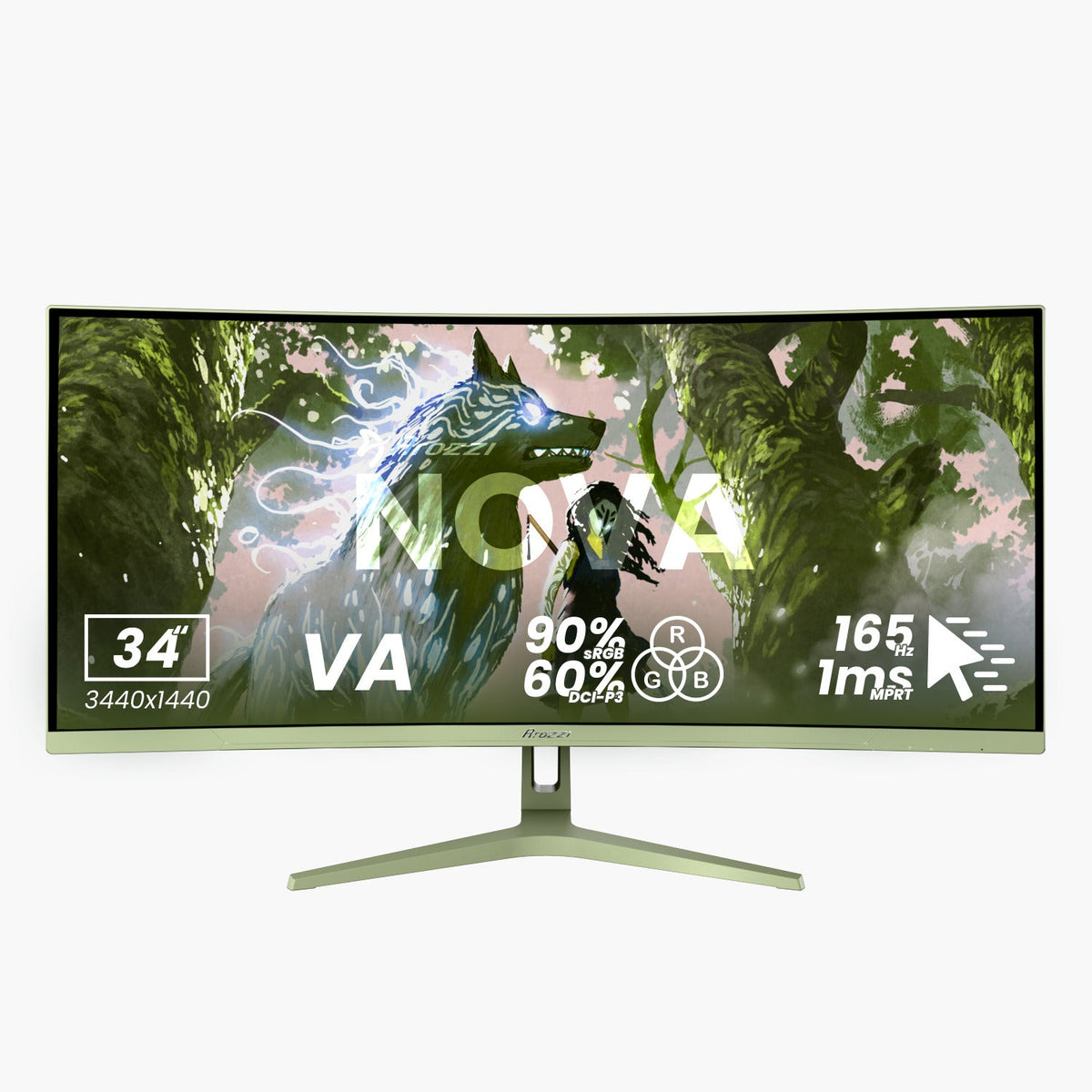 AZ-NO-34T2K165-FST - Arozzi PCB Nova 34″ Curved VA Forest Green Monitor