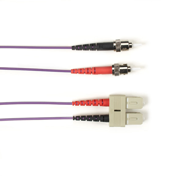 OS2 9/125 SINGLEMODE FIBER OPTIC PATCH CABLE - OFNR PVC, ST TO SC, PURPLE, 2-M (