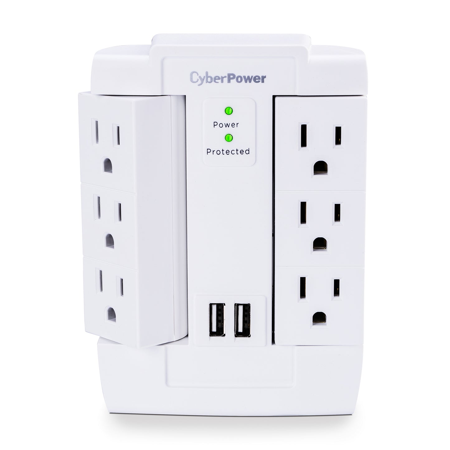 CSP600WSURC2 - Cyberpower 6 OUTLET SWIVEL WALL TAP 1200J 2 USB 2.4A WHITE