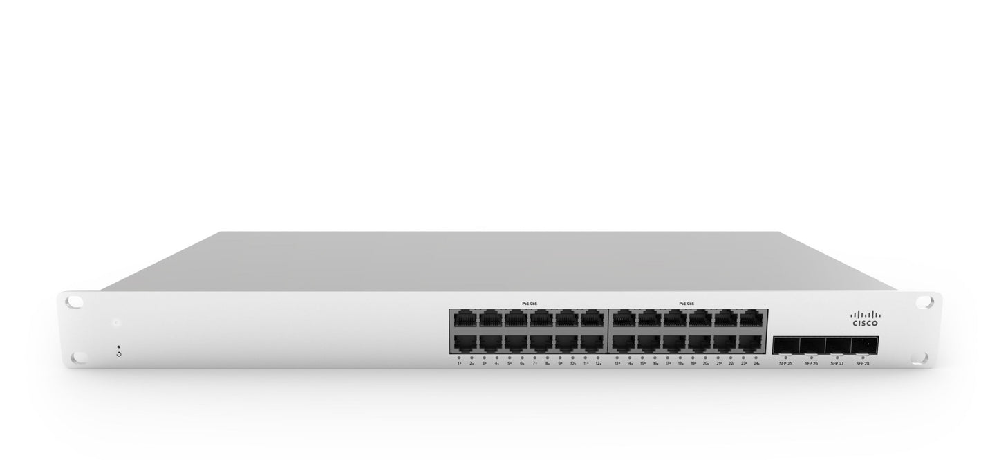 Cisco Meraki MS210-24P-HW network switch Managed Gigabit Ethernet (10/100/1000) Power over Ethernet (PoE) 1U Aluminum