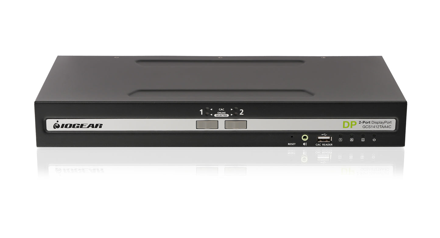 GCS1412TAA4C - iogear 2-PORT SINGLE VIEW DISPLAYPORT PP4.0 SECURE KVM SWITCH W/AUDIO AND CAC SUPPORTS.
