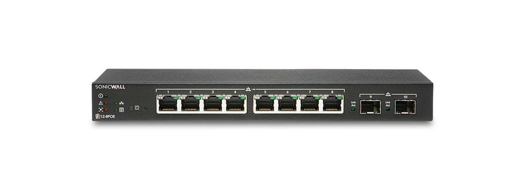 SonicWall SWS12-8 Managed L2 Gigabit Ethernet (10/100/1000) Black