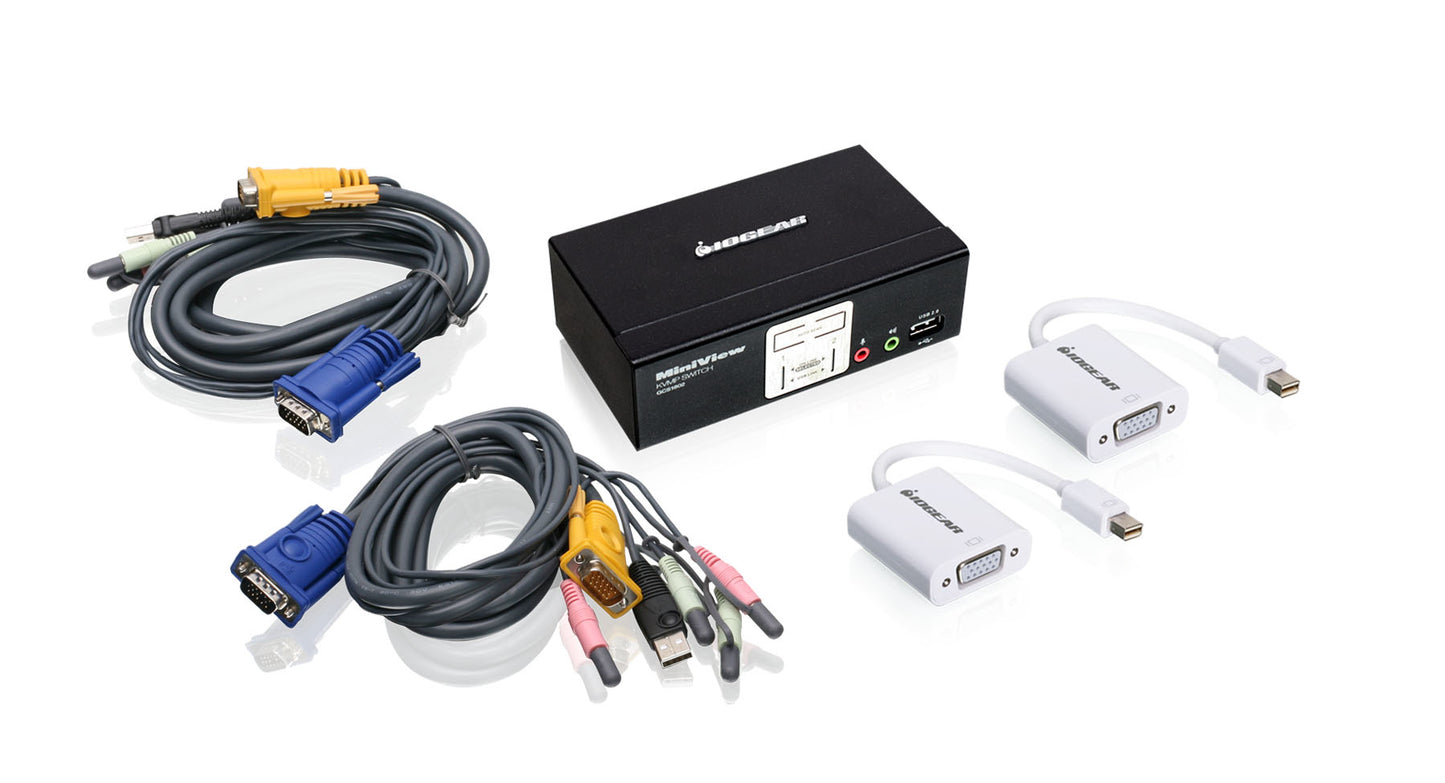 GCS1802MDPKIT - iogear 2-PORT VGA OSD KVMP WITH MINI DISPLAYPORT ADAPTERS