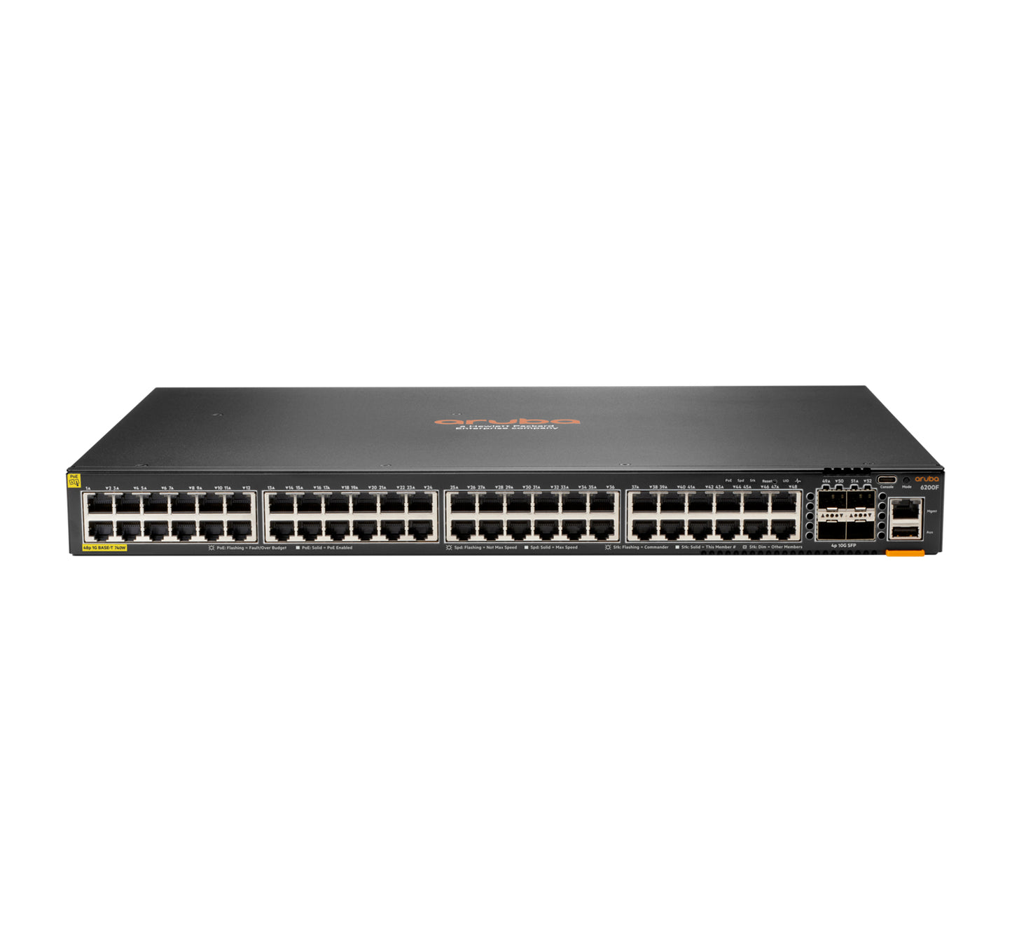 Hewlett Packard Enterprise Aruba 6200F 48G Class4 PoE 4SFP+ 370W Managed L3 Gigabit Ethernet (10/100/1000) Power over Ethernet (PoE) 1U Black