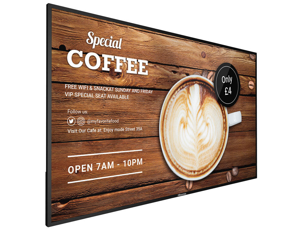Hisense 75B4E30T signage display Digital signage flat panel 75" Wi-Fi 500 cd/m² 4K Ultra HD Black Built-in processor Android 8.0 16/7
