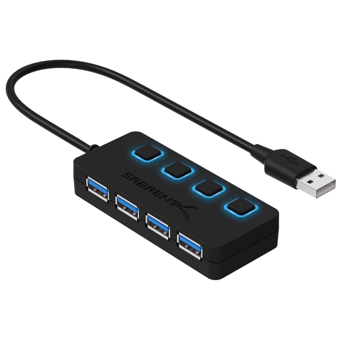 Sabrent HB-UM43-PK100 interface hub USB 3.2 Gen 1 (3.1 Gen 1) Type-A 5000 Mbit/s Black