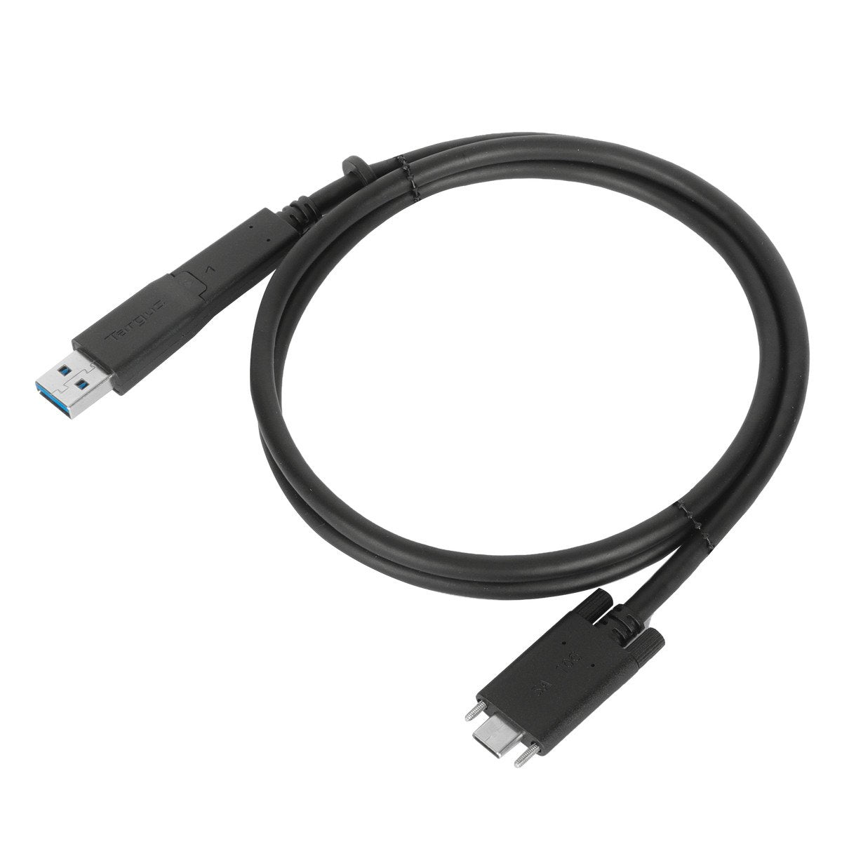 ACC1133GLX - Targus 1M USB-C MALE W/ SCREW TO USB-C MALE CABLE W/ USB-A TETHER BLACK