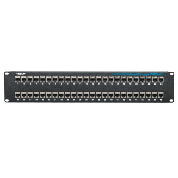 CAT5E FEED-THROUGH PATCH PANEL - 2U, SHIELDED, 48-PORT, GSA, TAA
