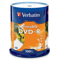 95153 - Verbatim DISC DVD-R 4.7GB WHITE IJ PRINTABLE 100/PK CAKE BOX SPINDLE