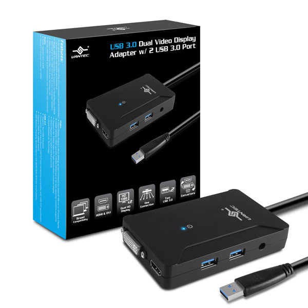 NBV-320U3 - THE VANTEC USB 3.0 DUAL VIDEO DISPLAY ADAPTER W/2 USB 3.0 PORT IS SIMPLE ADAPTER