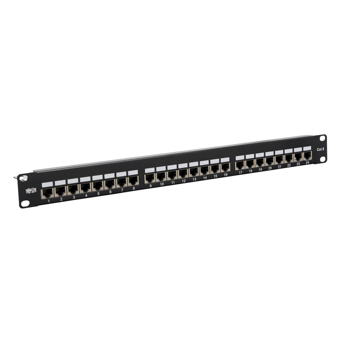 CAT5E/CAT6 24-PORT PATCH PANEL - SHIELDED, KRONE IDC, 568B, RJ45 ETHERNET, 1U RA
