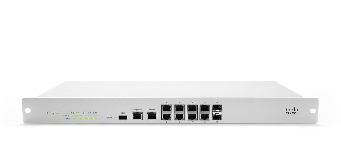 Cisco Meraki MX100 hardware firewall 1U 750 Mbit/s